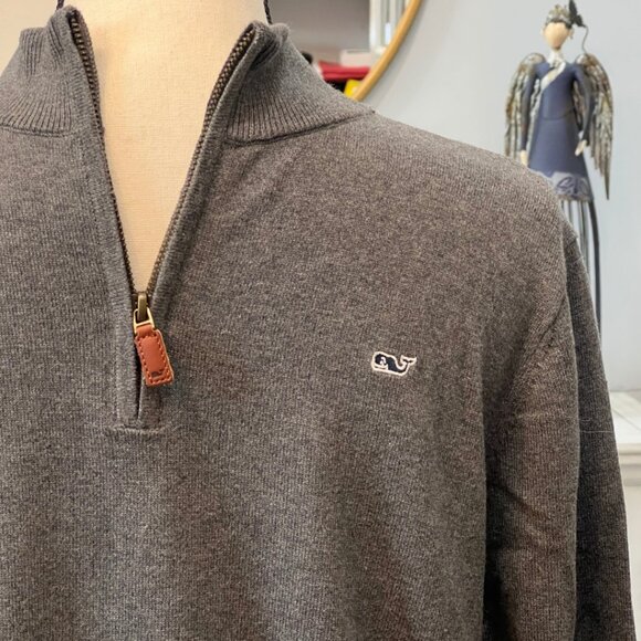 Vineyard Vines 1/4 Zip Sweater Sullivans Grey Boys XL (18) NWT - Picture 3 of 6
